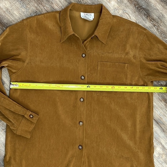 Talbots 2 Piece Matching Set Tan Shirt and Skirt Size 12 Petite - Picture 7 of 15